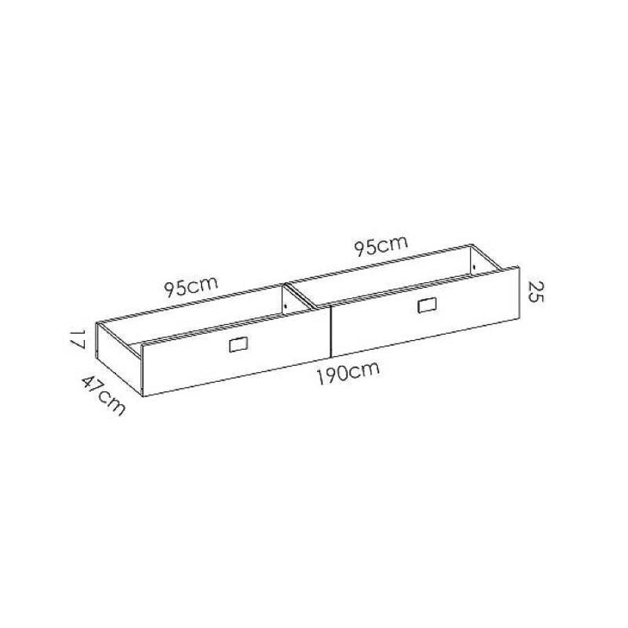 Muebles Muebles tifón Cabeceros Y Camas Juveniles | Pack 2 Cajones Para Cama Moli