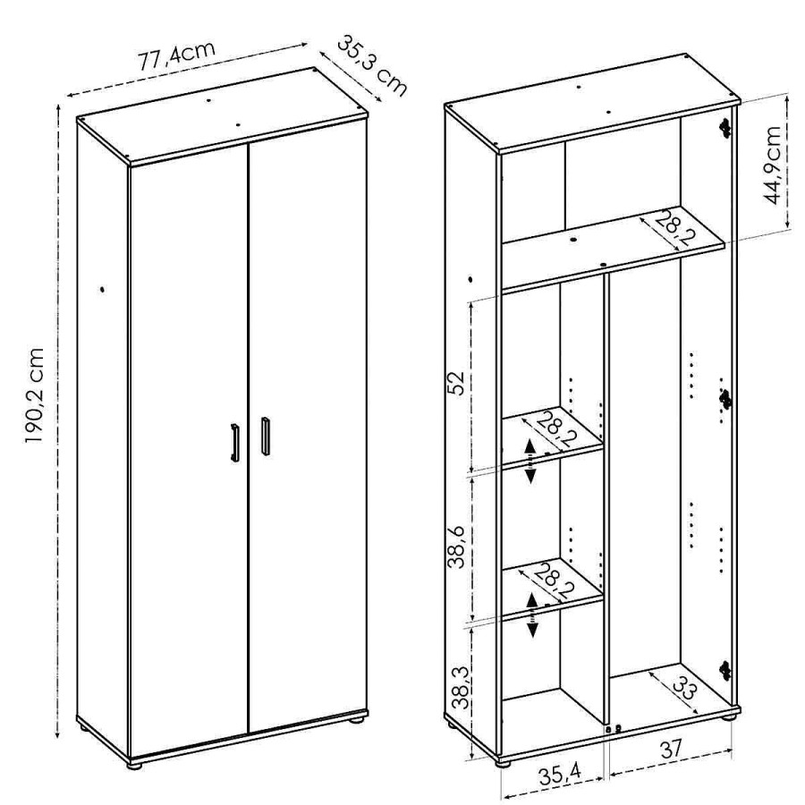 Armarios Muebles tifón | Armario Multiusos 2 Puertas Multi 115 Blanco