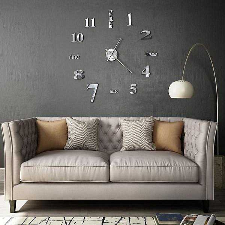 Decoraci N Muebles tifón | Reloj De Pared 3D De Dise O Moderno 100 Cm Xxl Plateado