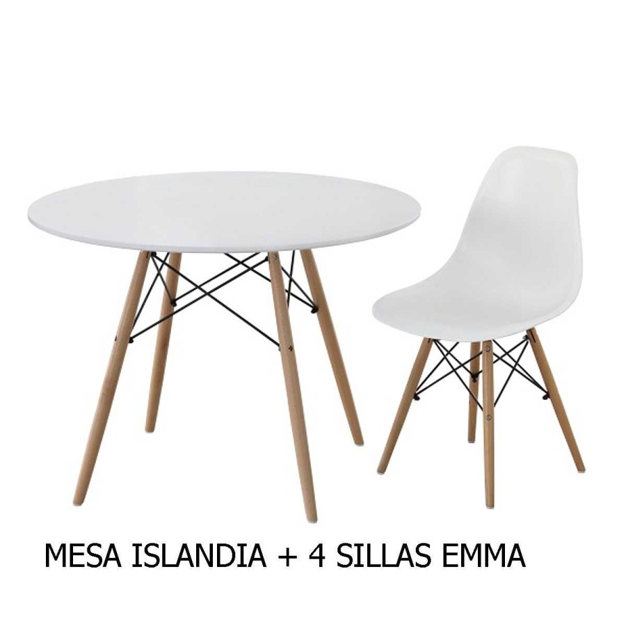 Muebles Muebles tifón Mesas De Comedor | Conjunto Mesa Islandia+ 4 Sillas Emma