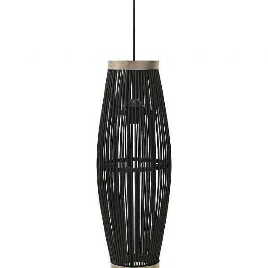 Iluminaci N Muebles tifón | L Mpara Colgante Ovalada Sauce Negra 40 W E27 27X68 Cm