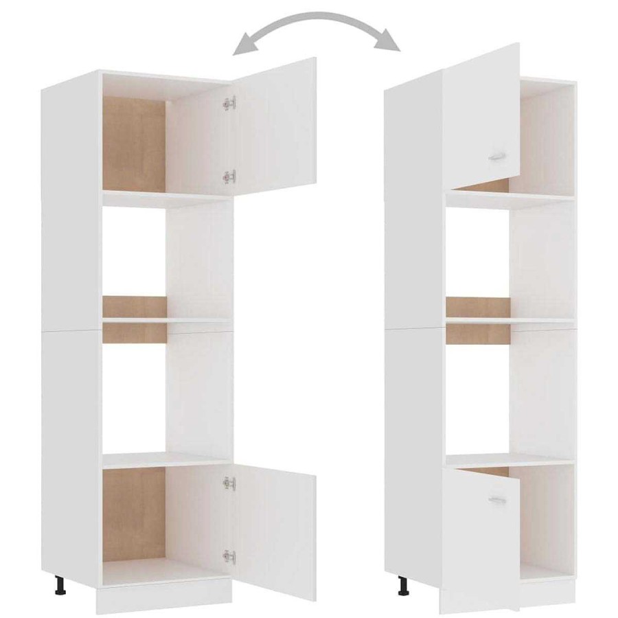 Cocina Muebles tifón | Armario De Microondas Madera Contrachapada Blanco 60X57X207 Cm