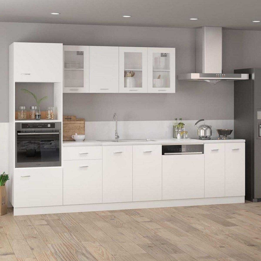 Cocina Muebles tifón | Armario De Microondas Madera Contrachapada Blanco 60X57X207 Cm