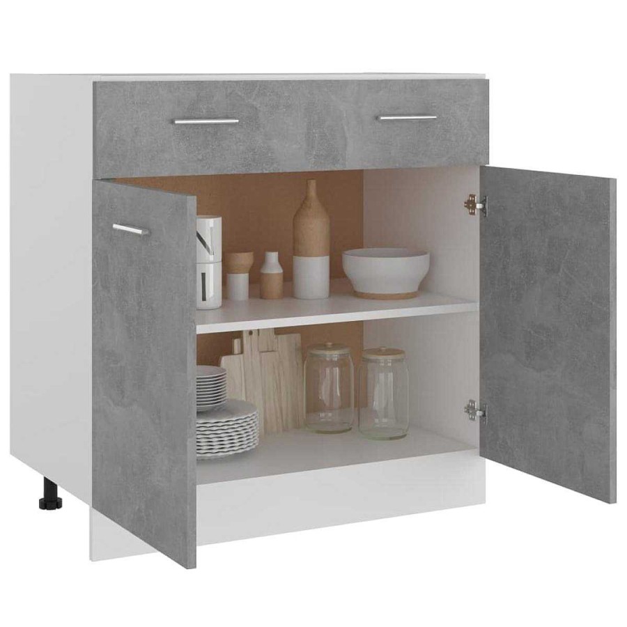 Cocina Muebles tifón | Armario Inferior Caj N Contrachapada Gris Hormig N 80X46X81,5Cm