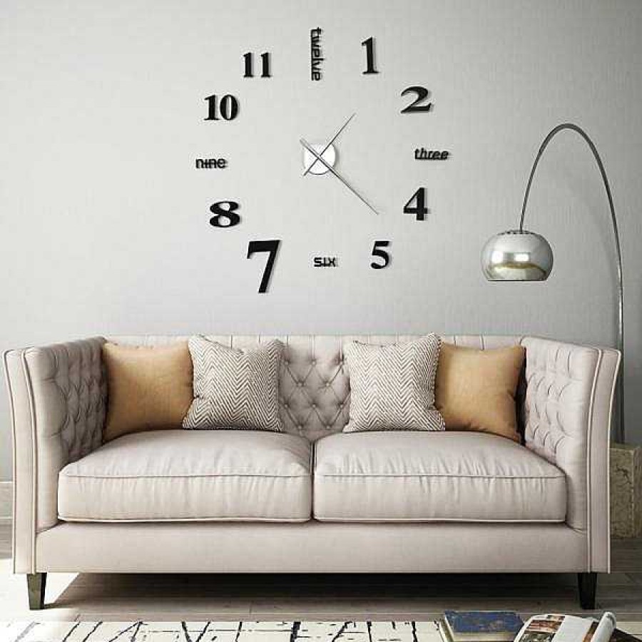 Decoraci N Muebles tifón | Reloj 3D De Pared Con Dise O Moderno 100 Cm Xxl Negro