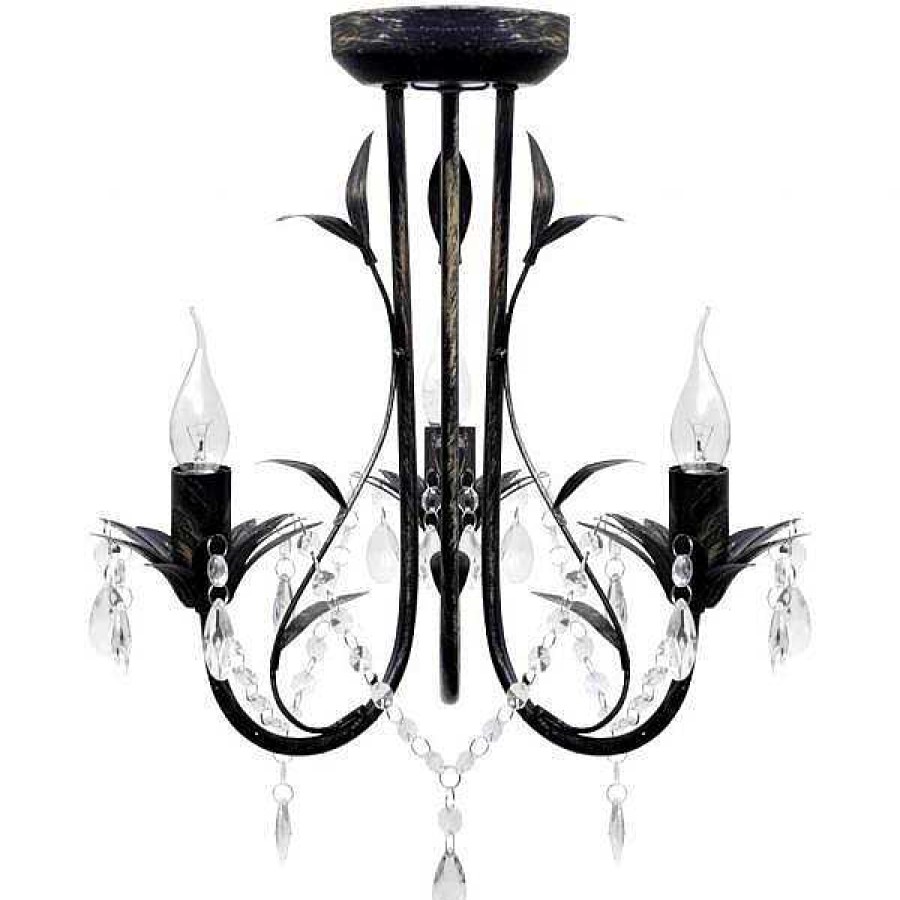 Iluminaci N Muebles tifón | L Mpara De Ara A, Candelabro Negro Estilo Art Nouveau, 3 X E14