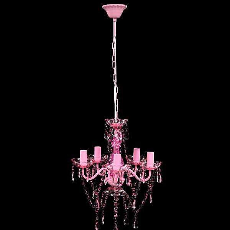 Iluminaci N Muebles tifón | L Mpara De Ara A De Cristal 5 Bombillas Rosa