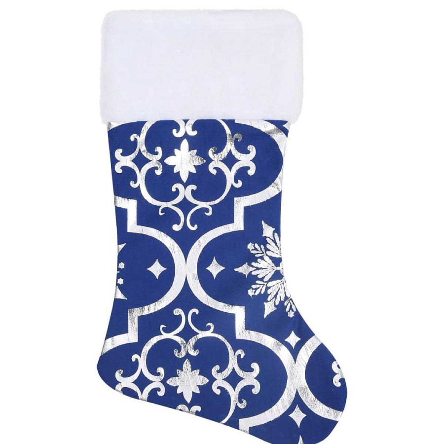 Decoraci N Muebles tifón | Falda Del Rbol De Navidad De Lujo Con Calcet N Tela Azul 150Cm