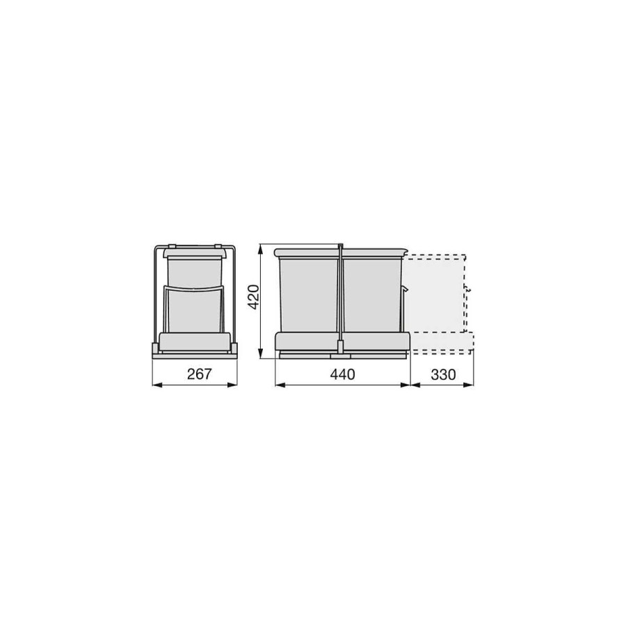 Cocina Muebles tifón | Contenedor De Reciclaje De Fijaci N Inferior Y Extracci N Autom Tica Con 2 Vasos De 14 Litros