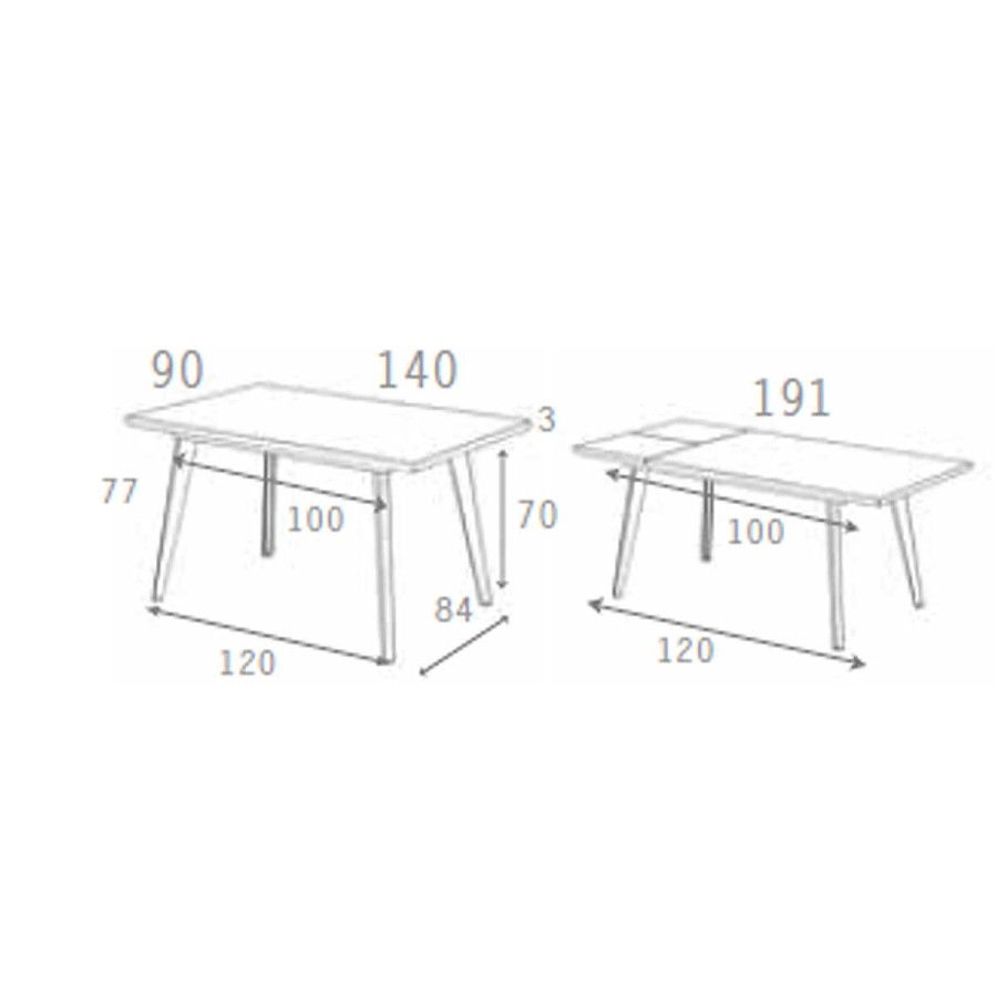 Muebles Muebles tifón Mesas De Comedor | Mesa Comedor Pata Met Lica Inclinada Negra Einar Polar Ext. 90 140(191)