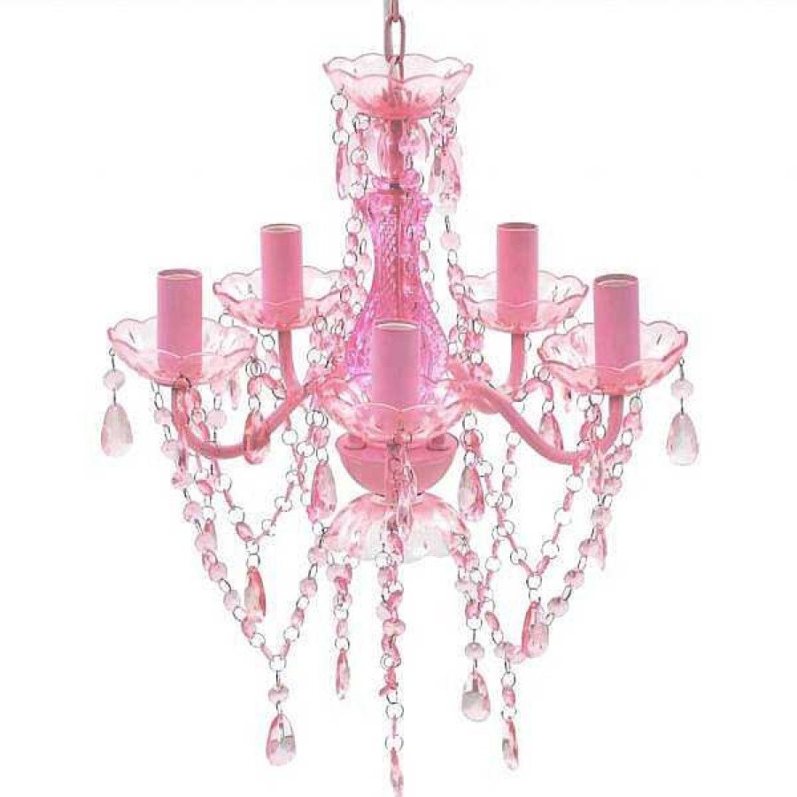 Iluminaci N Muebles tifón | L Mpara De Ara A De Cristal 5 Bombillas Rosa