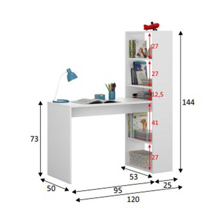 Muebles Muebles tifón Mesas De Estudio Y Escritorio | Escritorio Con Estanter A Dante Blanco Artik