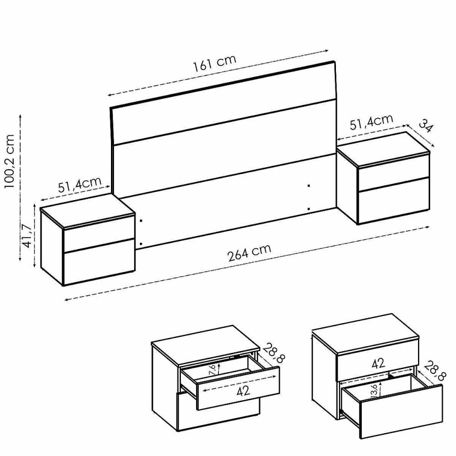 Muebles Muebles tifón Conjuntos De Dormitorio | Cabecero Y Dos Mesitas Galia