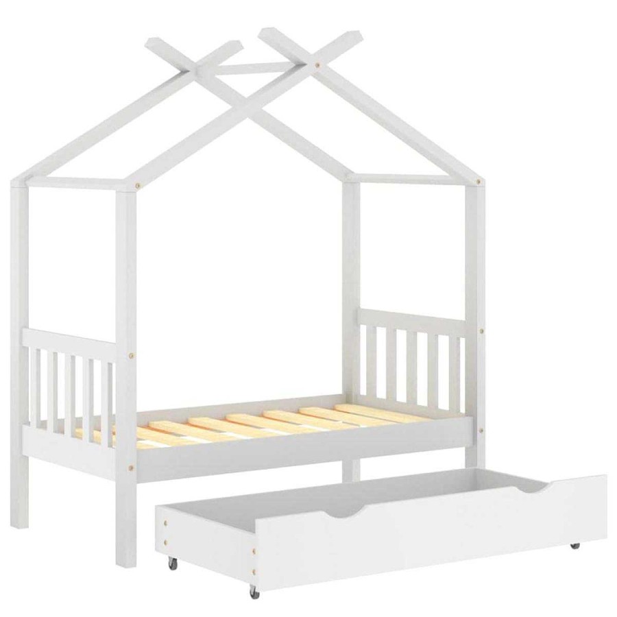 Muebles Muebles tifón Cabeceros Y Camas Juveniles | Estructura De Cama Infantil Y Caj N Madera Pino Blanca 70X140Cm