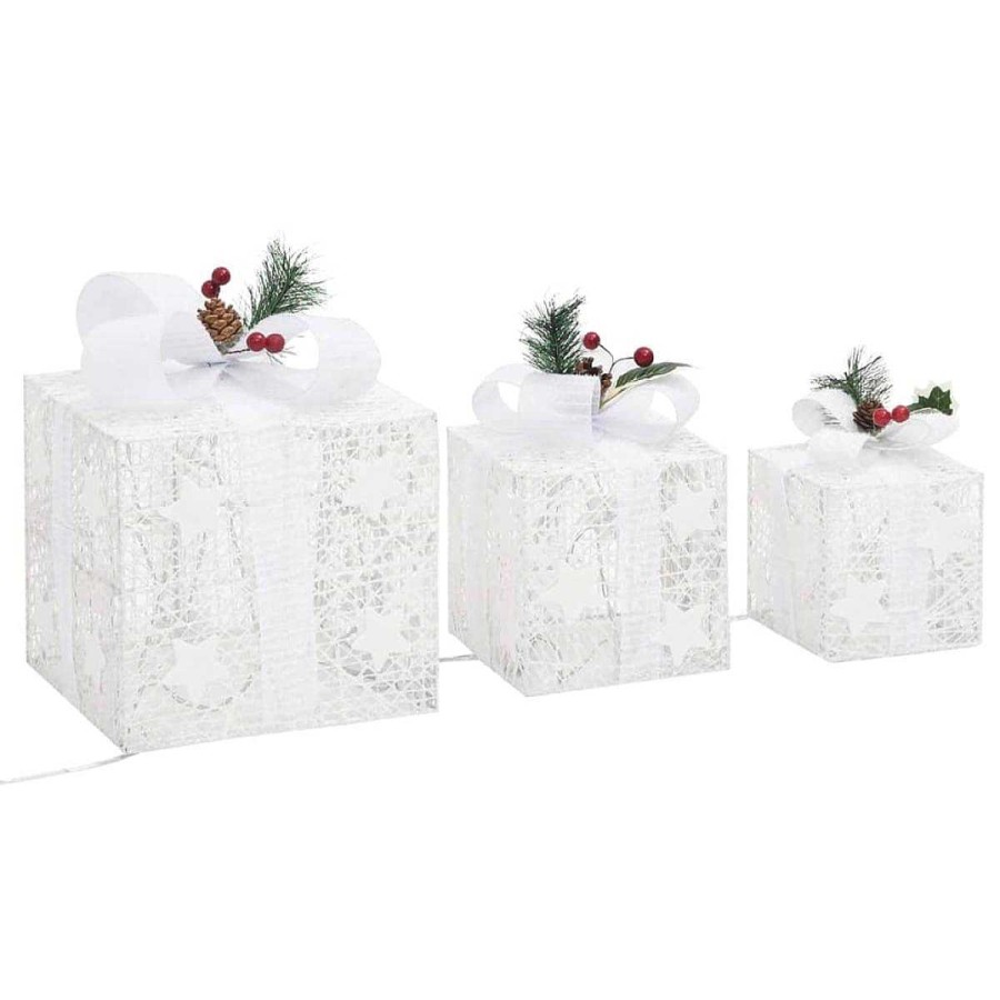 Decoraci N Muebles tifón | Caja Regalo Decorativa Navidad 3 Pzas Blanca Exterior/Interior