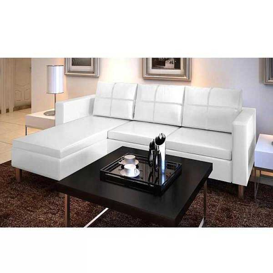 Sof S Muebles tifón | Sof Modular De 3 Plazas De Cuero Artificial Blanco