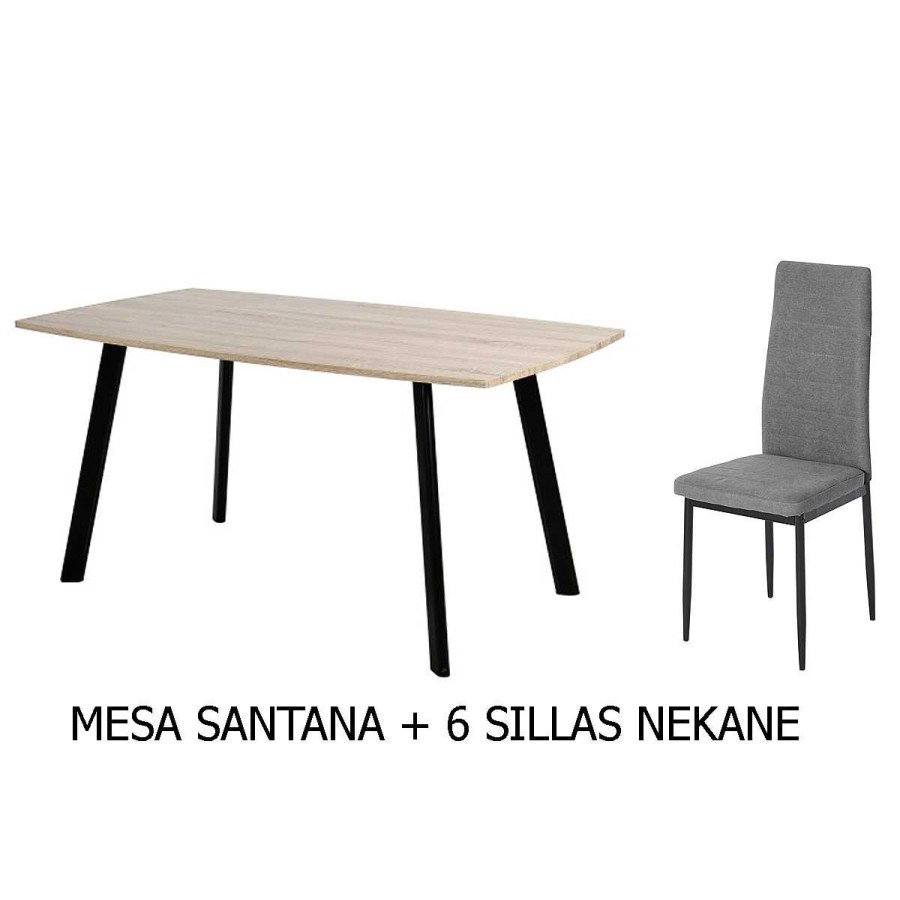 Muebles Muebles tifón Conjuntos Mesas Y Sillas | Conjunto Mesa Santana+ 6 Sillas Nekane