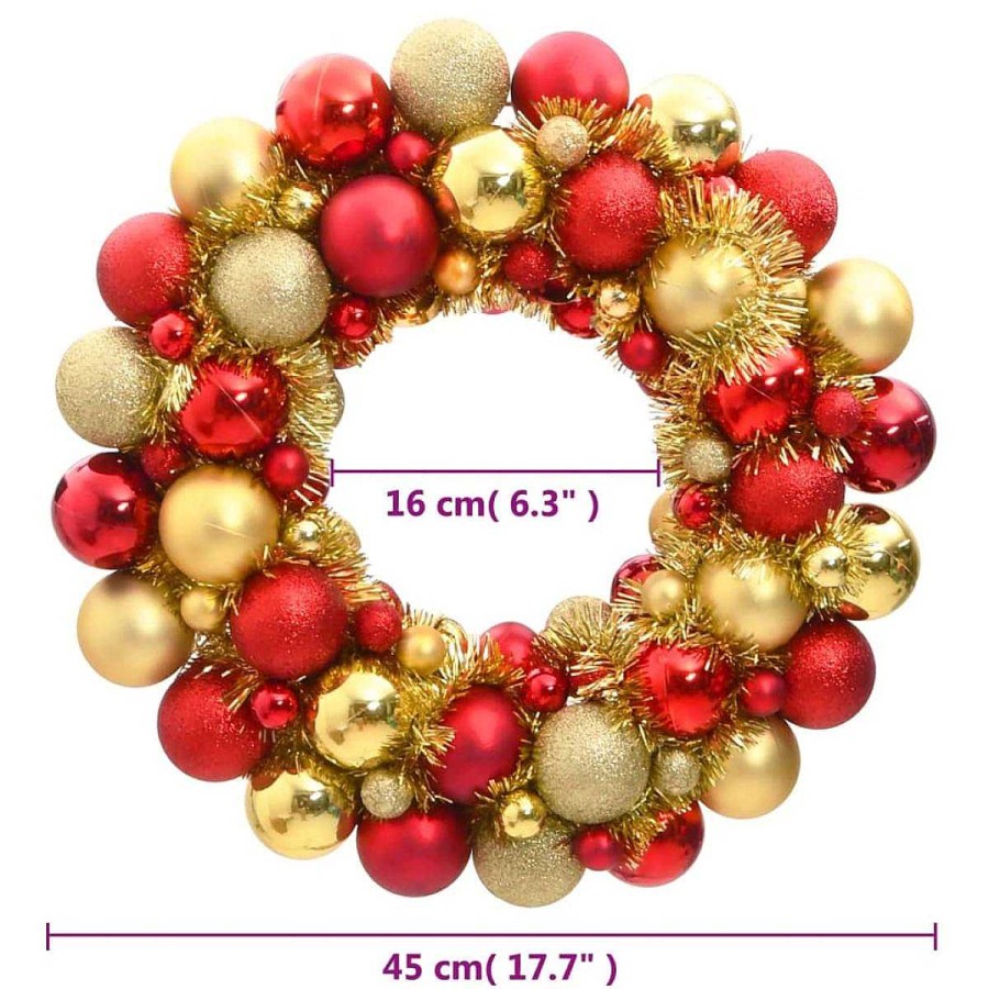 Decoraci N Muebles tifón | Corona De Navidad Poliestireno Roja Y Dorada 45 Cm