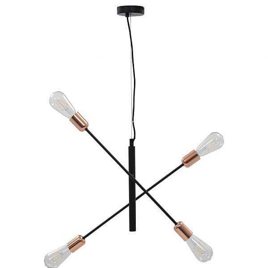 Iluminaci N Muebles tifón | L Mparas De Techo Con Bombillas Filamento 2 W Negro Y Cobre E27