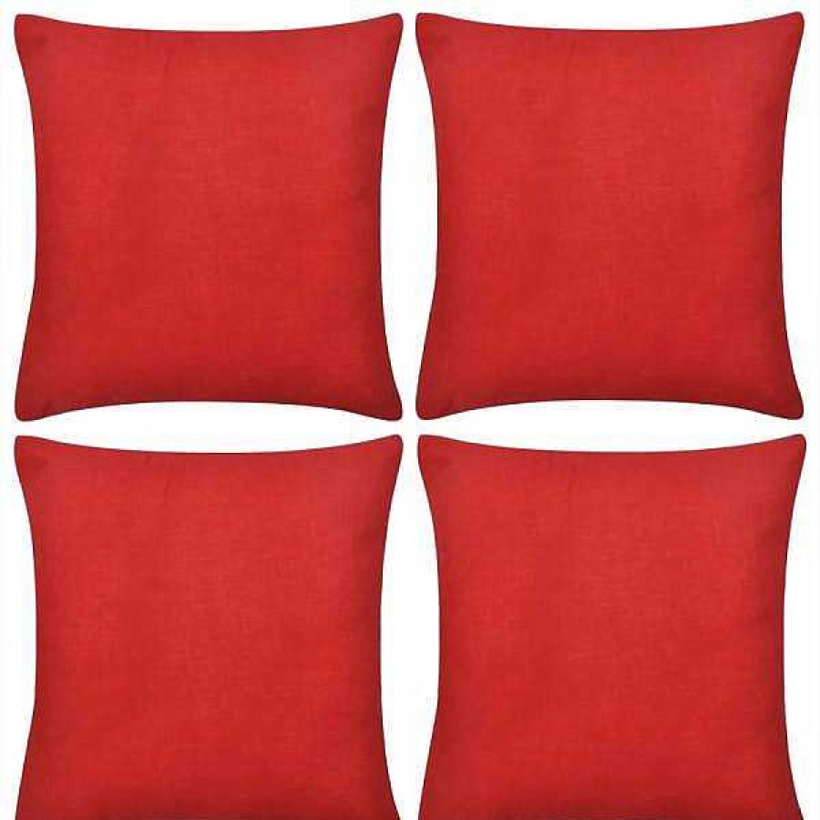 Decoraci N Muebles tifón | 4 Fundas Rojas Para Cojines De Algod N, 80 X 80 Cm