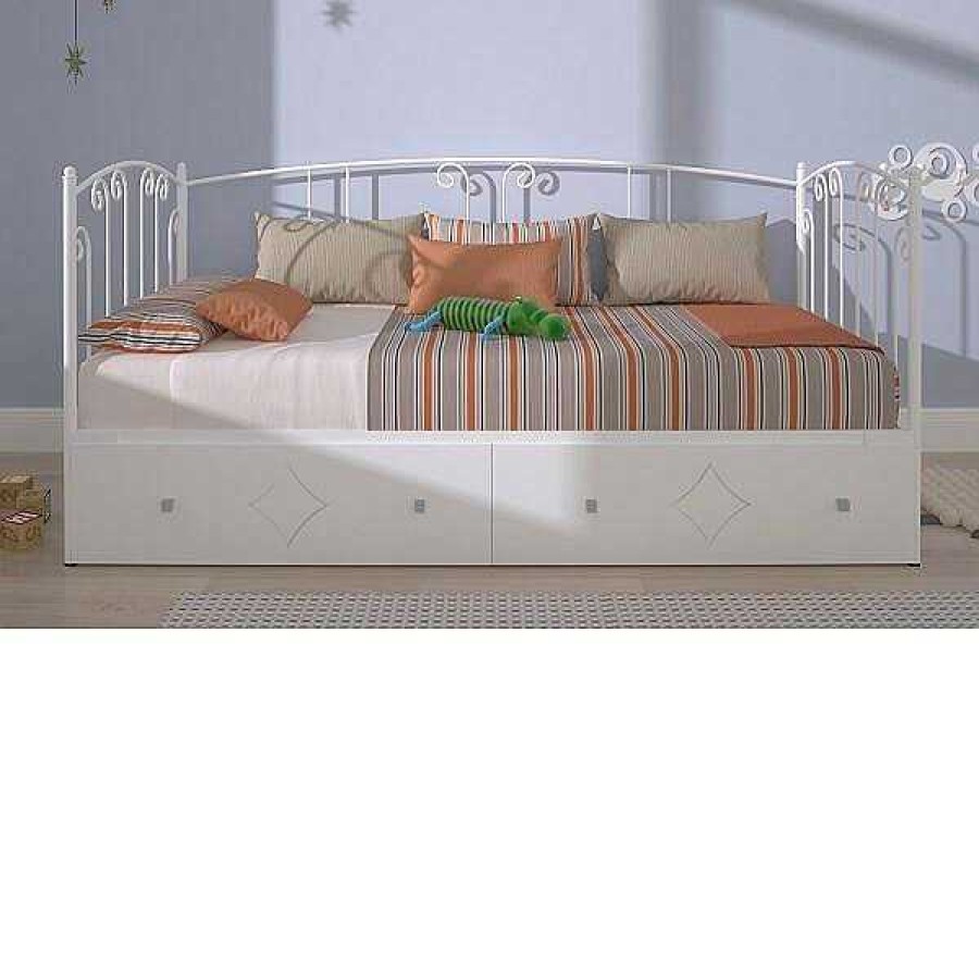 Muebles Muebles tifón Camas Nido Y Compactos | Cama Nido De Forja Blanca Vilma