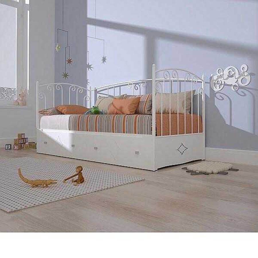 Muebles Muebles tifón Camas Nido Y Compactos | Cama Nido De Forja Blanca Vilma