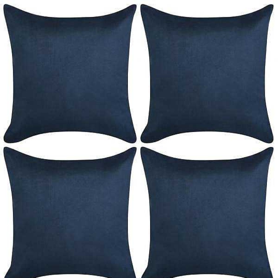 Decoraci N Muebles tifón | Fundas De Coj N 4 Uds 80X80Cm Poli Ster Gamuza Azul Marino