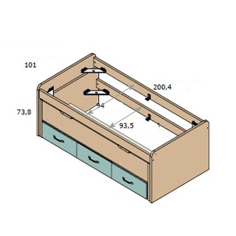 Muebles Muebles tifón Camas Nido Y Compactos | Cama Compacta Con Cajones Lobby 952 Blanco-Terracota