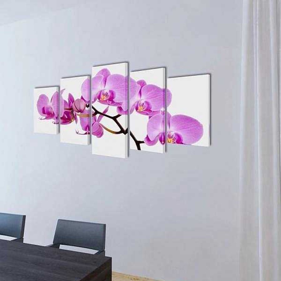 Decoraci N Muebles tifón | Set Decorativo De Lienzos Para La Pared Modelo Orqu Dea, 200 X 100 Cm