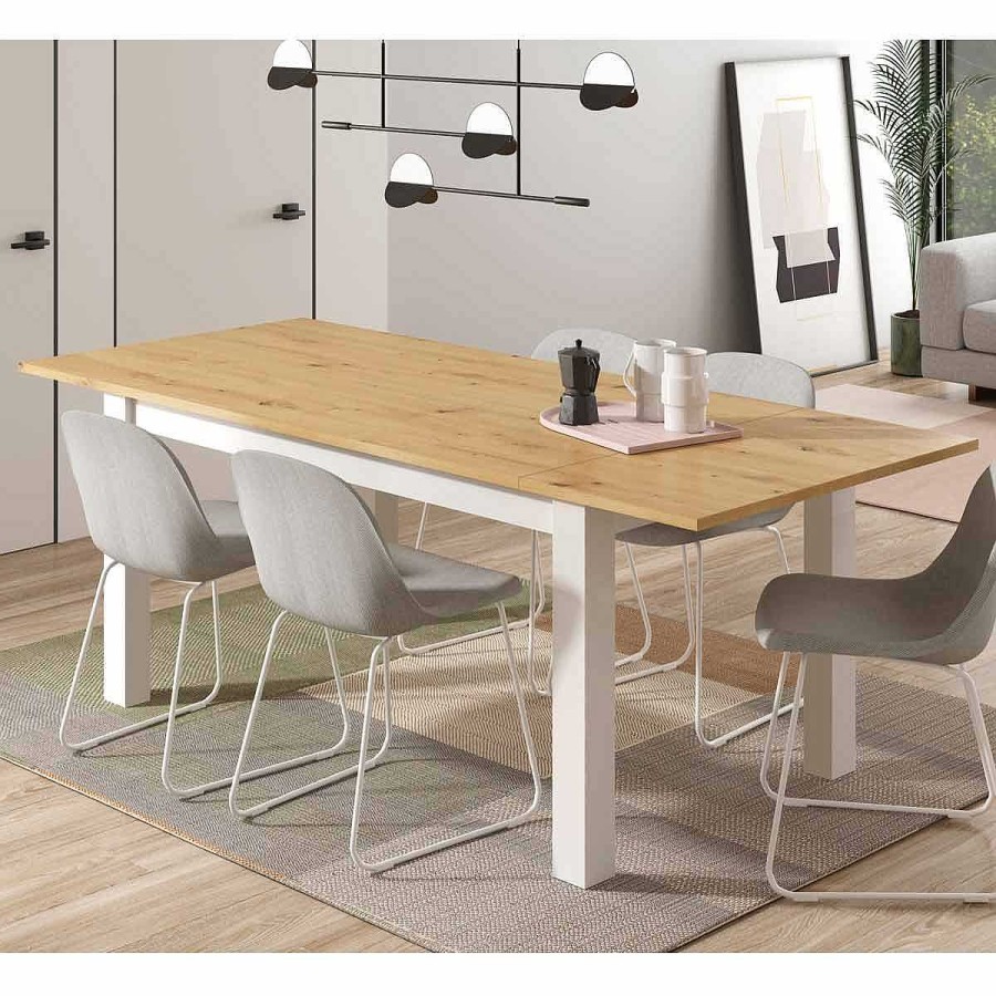 Muebles Muebles tifón Mesas De Comedor | Mesa Comedor Extensible Flag-Swan 500 Artisan-Blanco