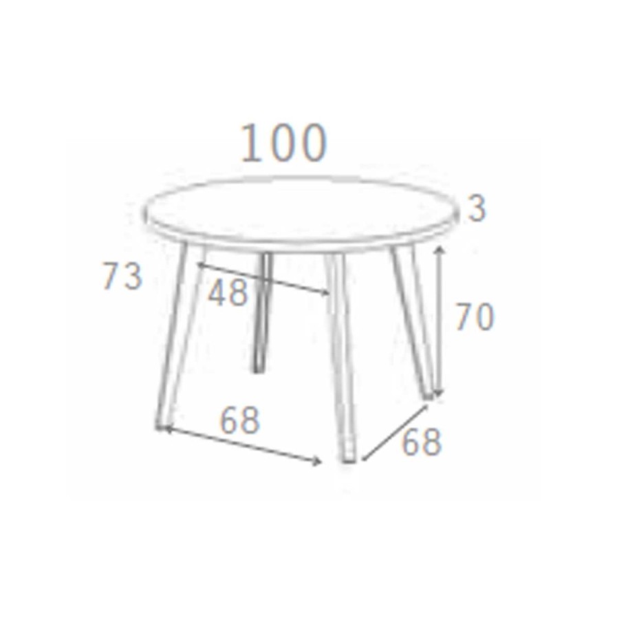 Muebles Muebles tifón Mesas De Comedor | Mesa Comedor Redonda Pata Metalica Inclinada Negra Einar Polar Fija 100 Cm. Diam.