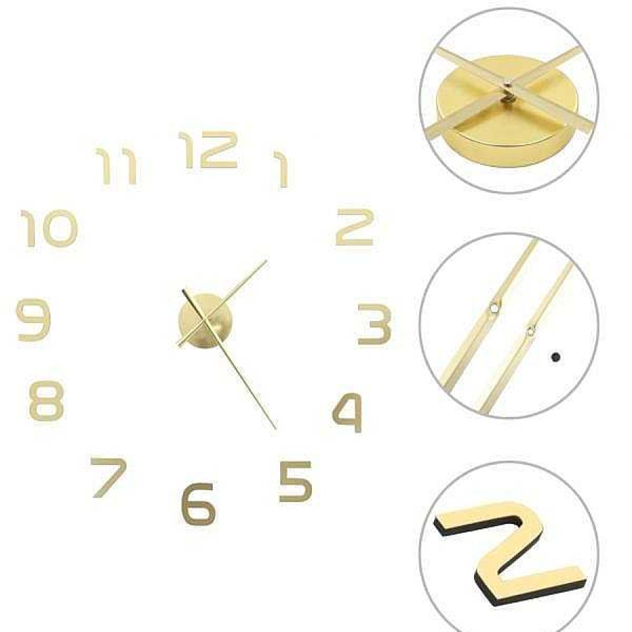 Decoraci N Muebles tifón | Reloj De Pared 3D Con Dise O Moderno 100 Cm Xxl Dorado