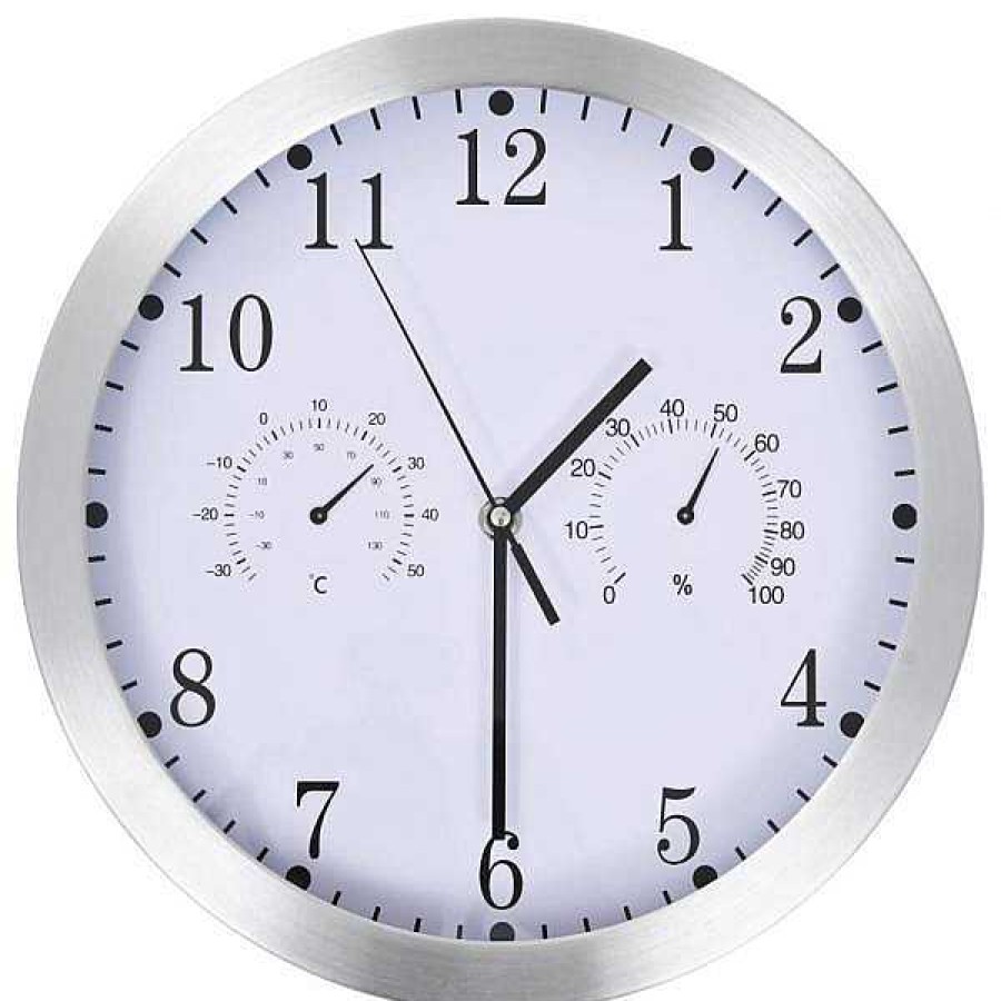 Decoraci N Muebles tifón | Reloj De Pared De Cuarzo Higr Metro Y Term Metro 30 Cm Blanco