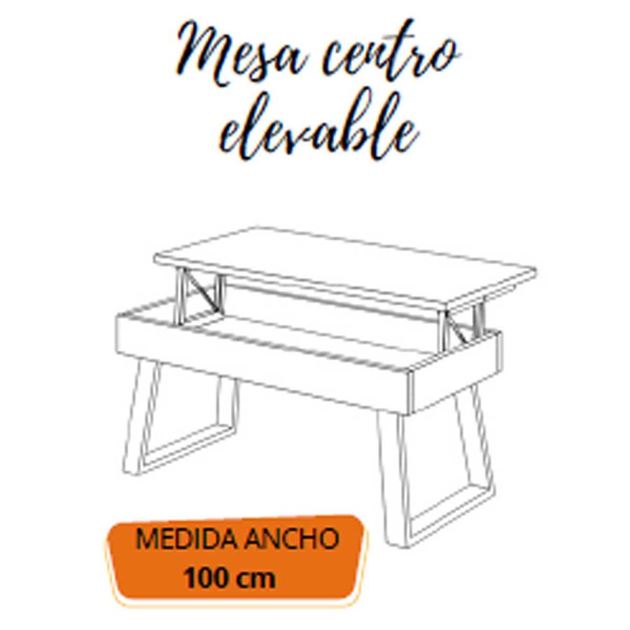 Muebles Muebles tifón Mesas De Centro | Mesa Centro Elevable Pata Met Lica Trapecio Einar Polar Negro