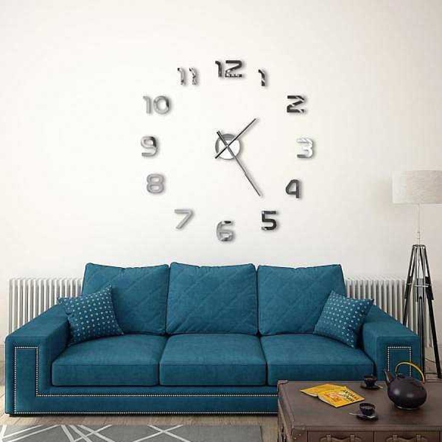 Decoraci N Muebles tifón | Reloj 3D De Pared Con Dise O Moderno 100 Cm Xxl Plateado