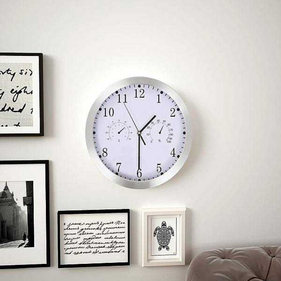 Decoraci N Muebles tifón | Reloj De Pared De Cuarzo Higr Metro Y Term Metro 30 Cm Blanco