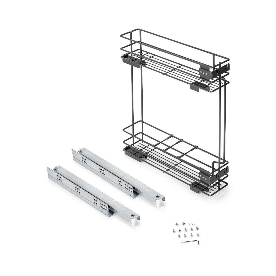 Cocina Muebles tifón | Botellero Lateral Extra Ble Titane Con Cierre Suave