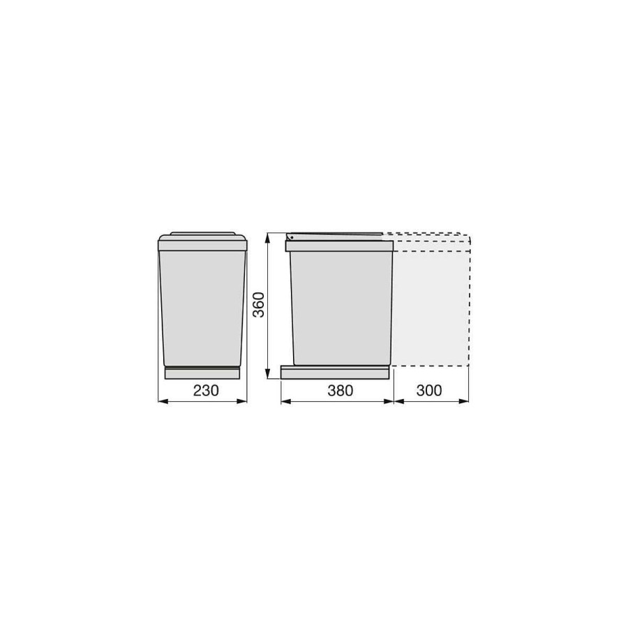 Cocina Muebles tifón | Contenedor De Reciclaje De Fijaci N Inferior Y Extracci N Manual Con 1 Vaso De 16 Litros Y Tapa Autom Tica