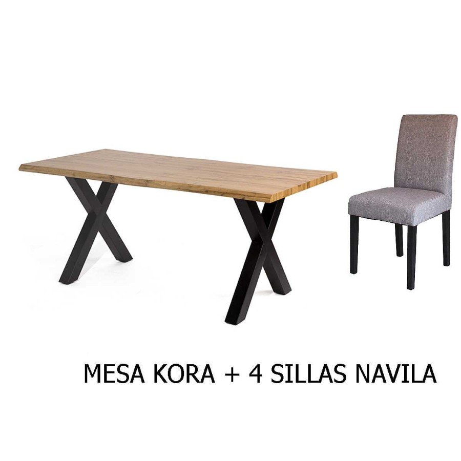 Muebles Muebles tifón Conjuntos Mesas Y Sillas | Conjunto Mesa Kora + 4 Sillas Navila