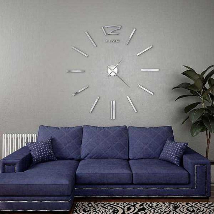 Decoraci N Muebles tifón | Reloj De Pared 3D Con Dise O Moderno 100 Cm Xxl Plateado