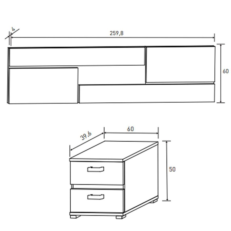 Muebles Muebles tifón Conjuntos De Dormitorio | Cabecero Con Led Y Mesitas Prisma