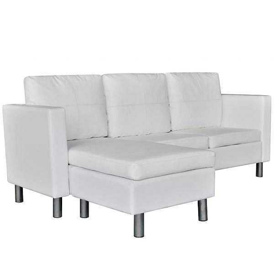 Sof S Muebles tifón | Sof Modular De 3 Plazas De Cuero Artificial Blanco